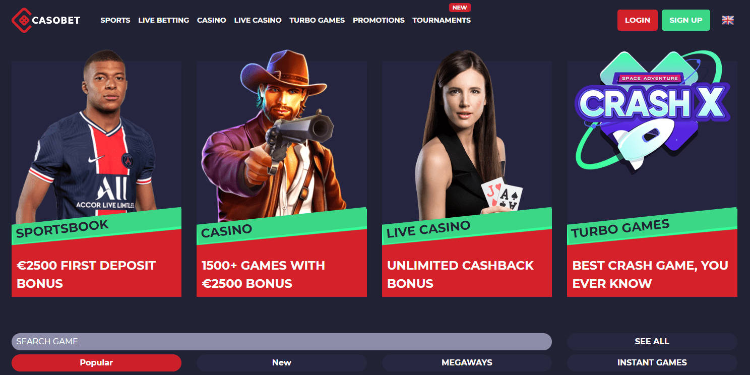 casobet casino design and interface